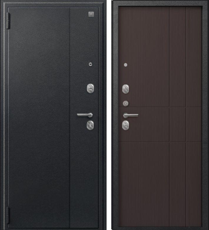 Дверь A-02 черный сатин - лиственница тёмная DIS007329