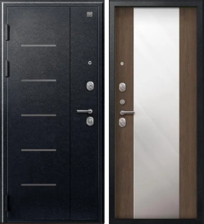 Дверь V-04 Черный муар - Миндаль Зеркало DIS007343